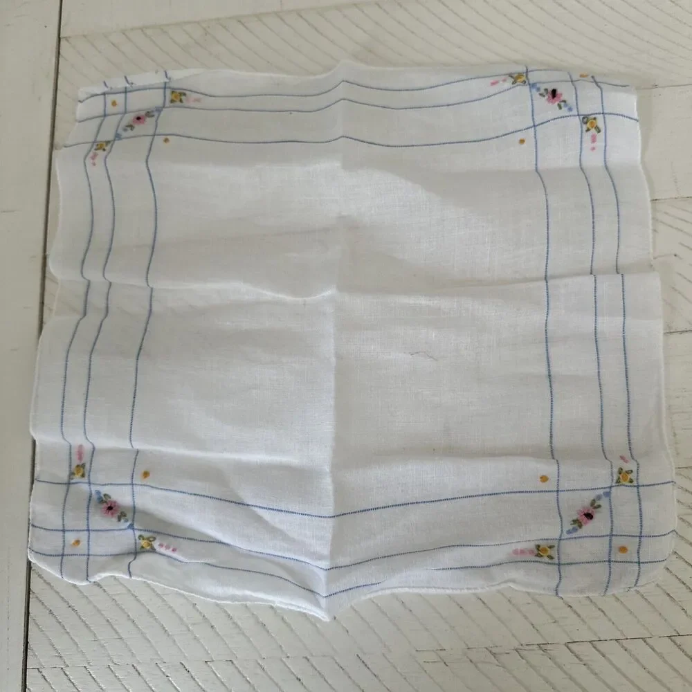 Vintage Hankie Floral Embroidered Lot Of 3 Ladies Handkerchief Victorian‎ Womens